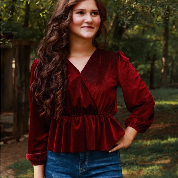 Maroon Wrap Top - Picture 1 of 4